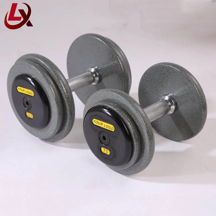 Fitness chrome dumbbells Baked paint dumbbell  cast iron 15kg 20kg 30kg dumbbell barbell set  ends  2.5-50kg