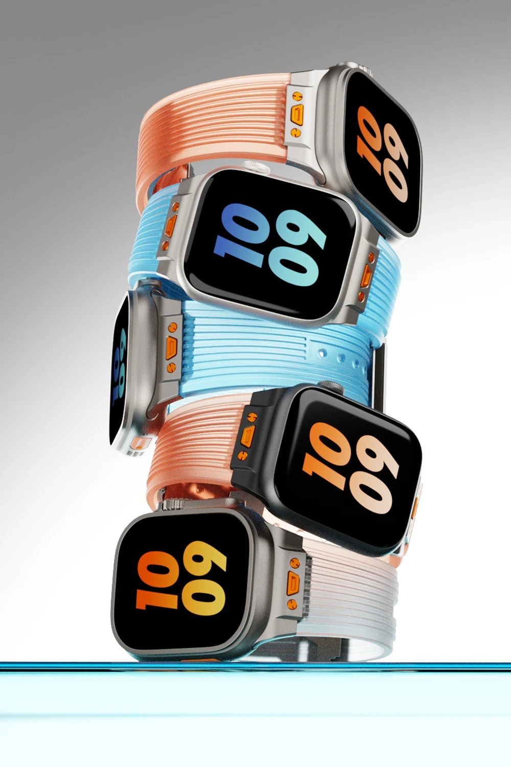 Прозрачный силиконовый ремешок для iWatch поколения металлический разъем совместимый размеры 42 мм 44 45 49 гидроизоляционные ленты
