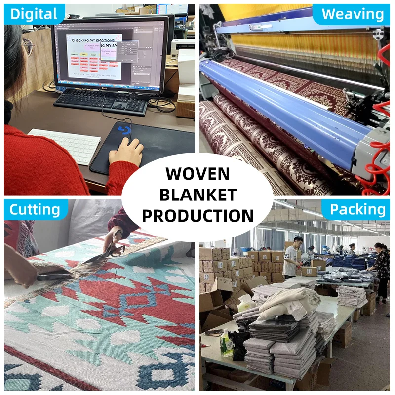 Жаккардовый хлопковый гобелен с логотипом дизайна, Тканое покрывало для кушетки