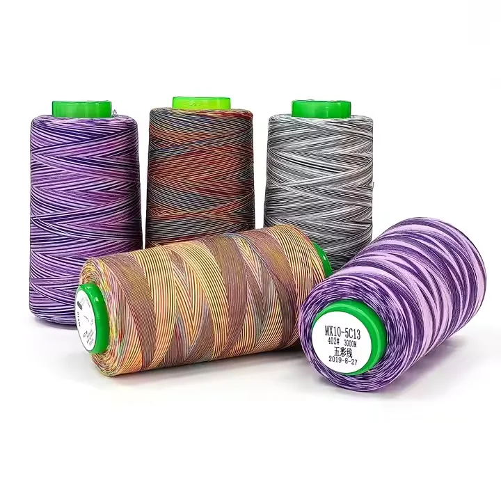 Customizable Nylon/Polyester Filament Multicolored Dyed Section Durable Thread Rainbow Embroidery Thread
