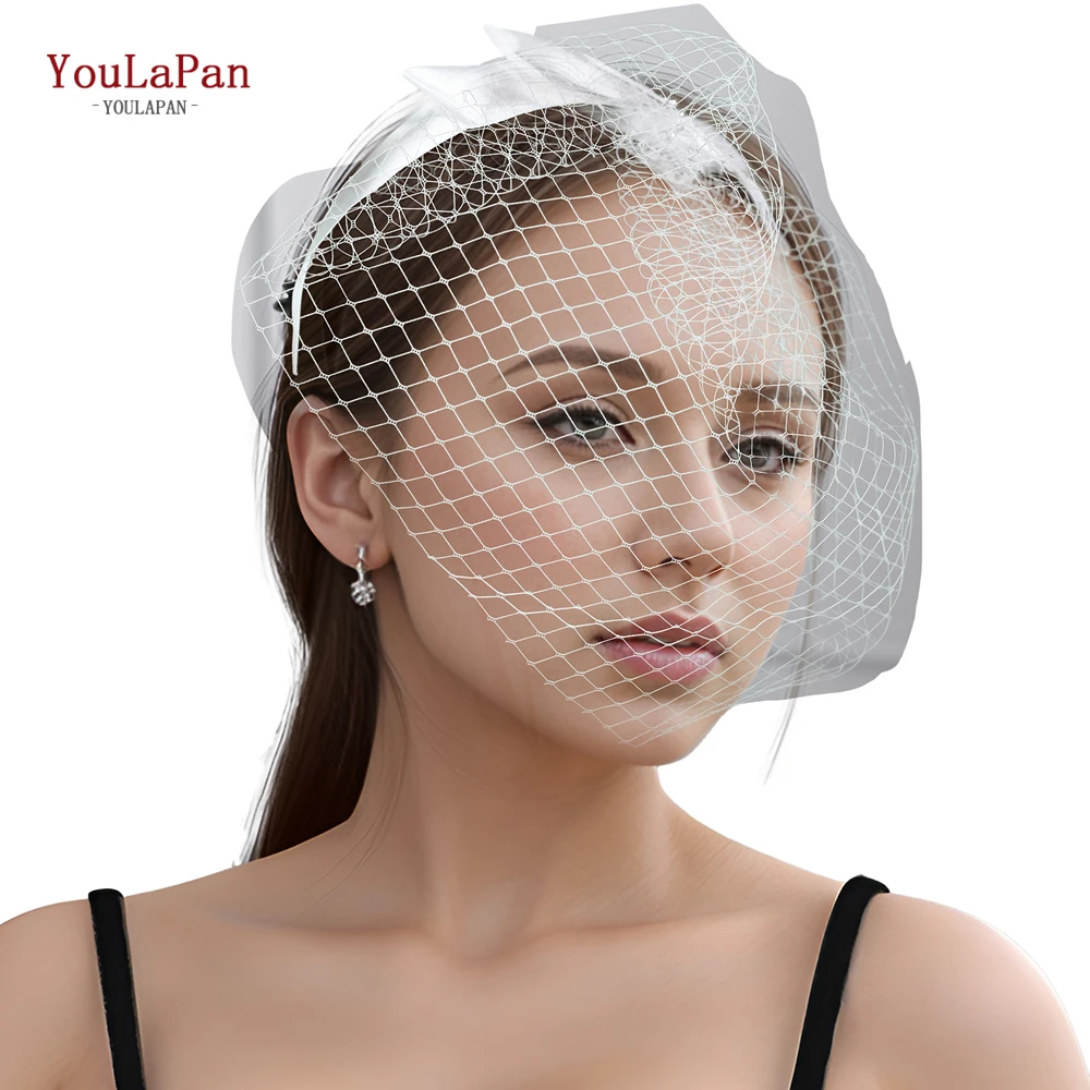 YouLaPan VA03 R 2024, Лидер продаж, высокое качество, белая сетчатая вуаль с бантом для выпускного вечера, расческа для волос, свадебная вуаль в клетку для невесты