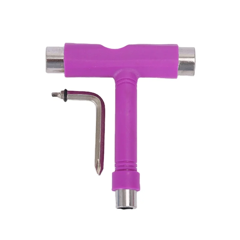 All-in-One Skate Tools Portable Skateboard T Tool Accessory with T-Type Allen Key and L-Type Phillips Head Wrench Screwdriver