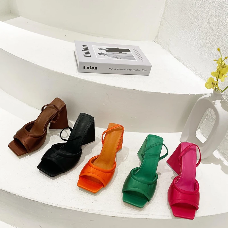 716-2 summer candy color women high heel shoes sandals