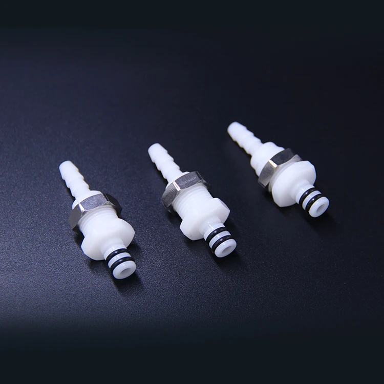 POM EPDM plastic male quick disconnect  coupling  insert panel mounting  connection straight through without valve inside