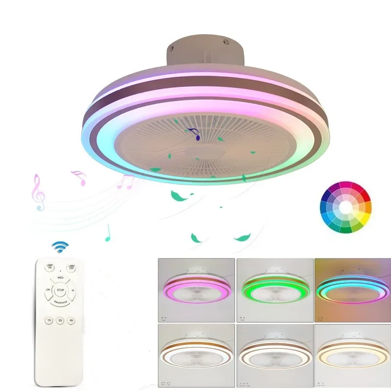 smart ceiling fan light 50CM With Led Light And Control Smart RGB Bluetooth Speaker 6 Speed For Home living room fan