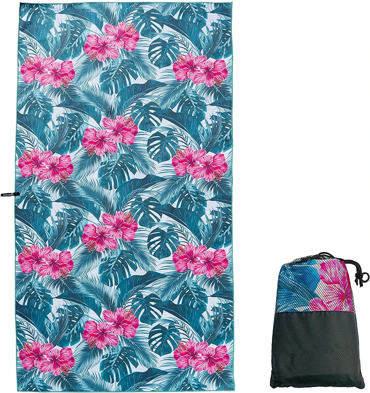 Custom Microfiber Beach Towel Double Sided Printed Quick Dry Towel with Travel Bag Sand Free  Beach Towel