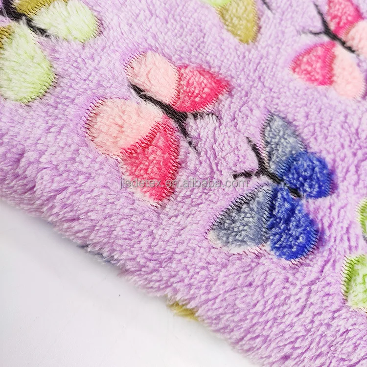 
Wholesale Medium Types Colorful Butterfly Pattern Double Side Flannel Coral Fleece Blanket Fabric By The Yard 