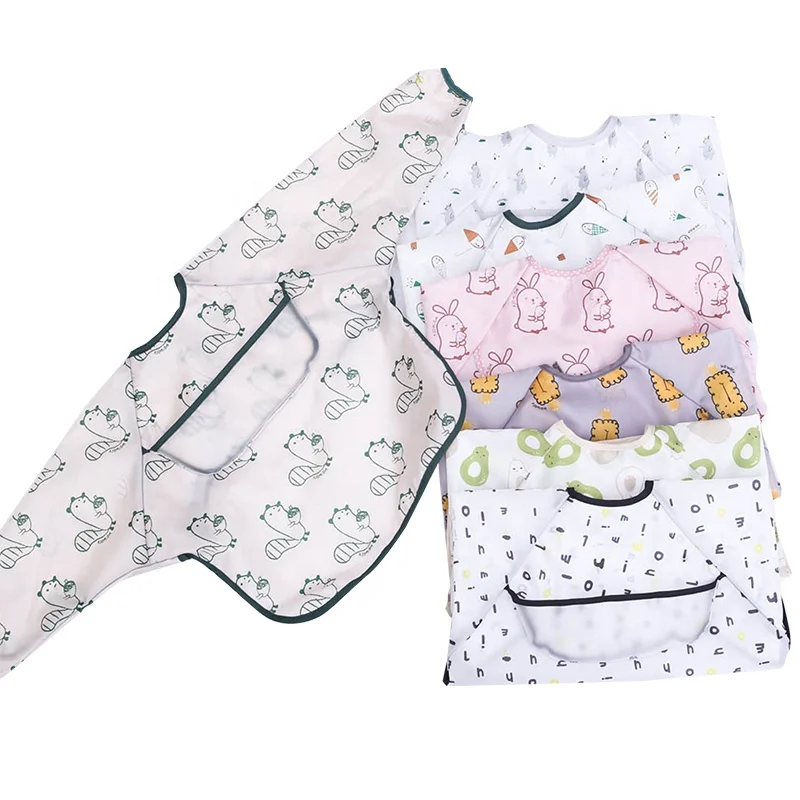 
Toddler bibs baby apron waterproof baby child clothes bibs long sleeves baby bibs 