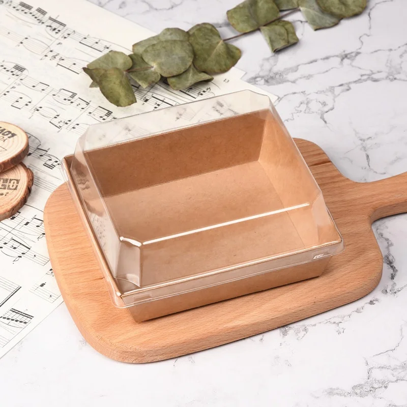 Different Size White and Brown Sandwich packaging Cardboard paper box with PET cover