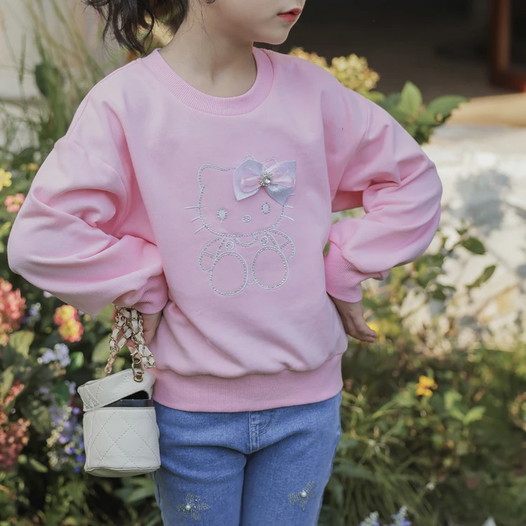 Toddler Clothes Toddler Girl Hoodies Kitty Cartoon Pink Pullover Children Tracksuits Clothing K ids Cotton Sweatshirt Hoodie