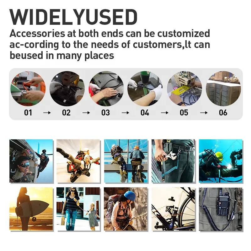 ferrule crimping tool proto safety elastic holder wire coil lanyard Tool Lanyard With Marine Grade Carabiner