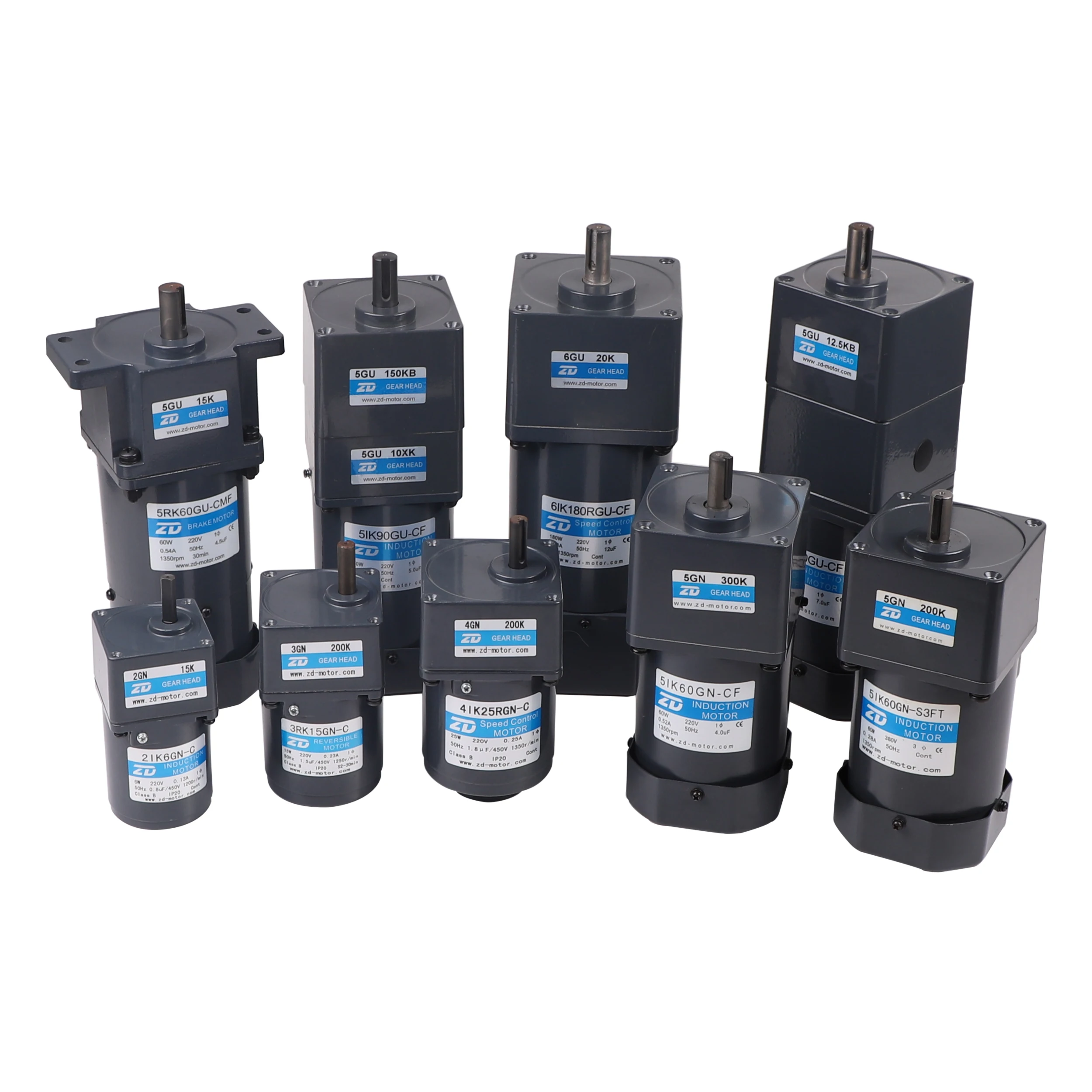 ZD 60mm 70mm 80mm 90mm 104mm 6w 10w 15w 25w 40w 90w 120w 200w 250W AC Induction Reduction Speed Control Gear Motor For Conveyor