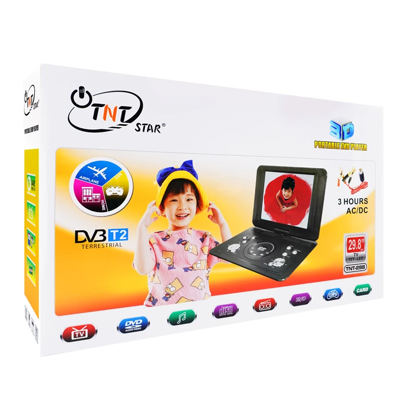 Tntstar TNT-298 2021 дешевые супер тонкий EVD портативный dvd-плеер с экраном игры