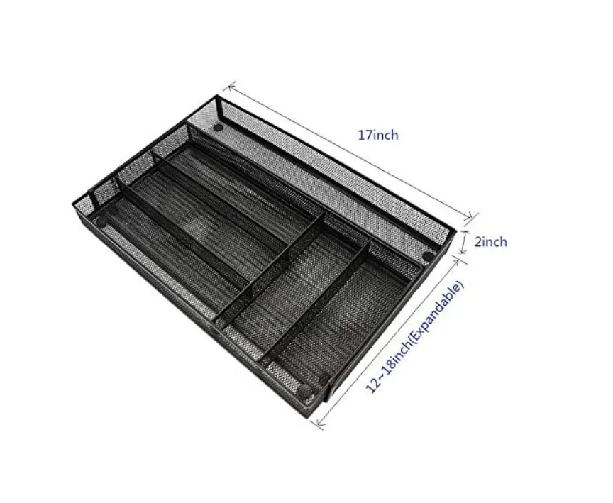 6 Compartments Metal Mesh Kitchen Flatware Organizer Tray Silverware Drawer Organizer/Utensil Holder and Cutlery Tray