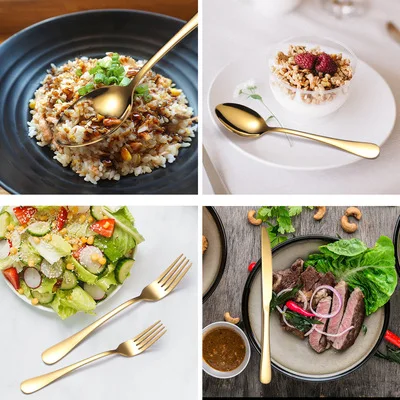 Snyno высококачественный набор золотых столовых приборов из нержавеющей стали, 24 шт., Подарочная коробка, столовые приборы золотого цвета, набор столовых приборов с футляром