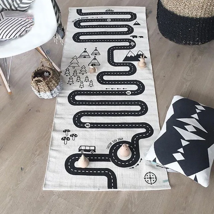 Черно-белые хлопковые носки головоломка детская дорожная трек коврик игровой коврик ткань ковер коврик для ползания Таможня Ягнится ковер