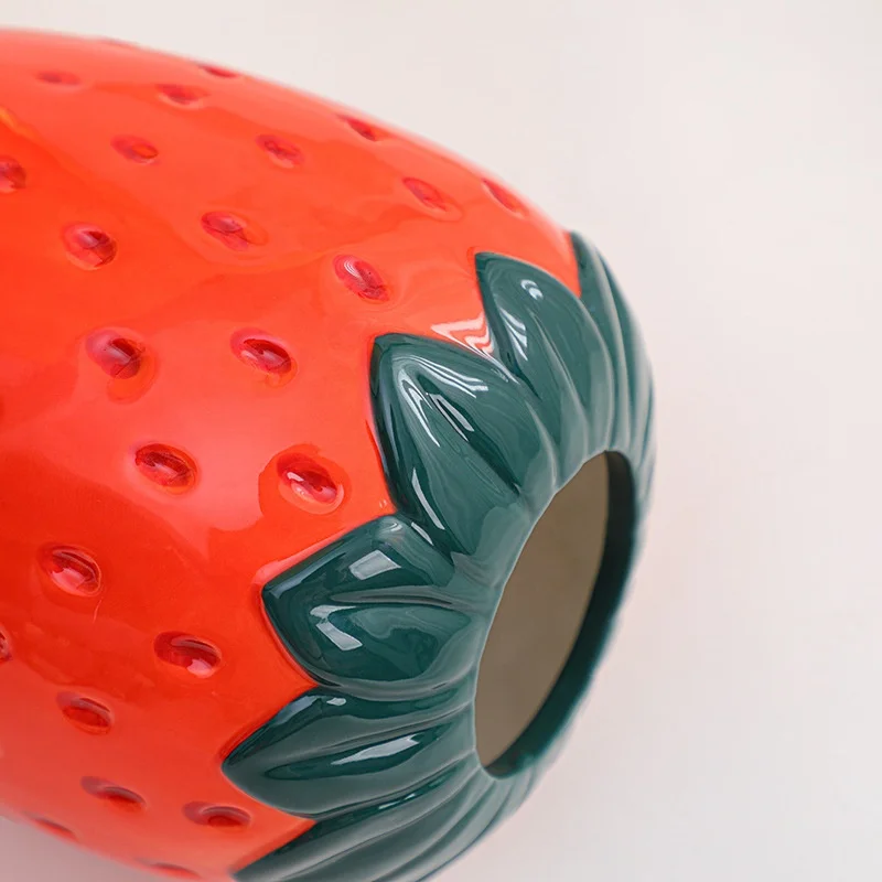 strawberry ceramic vase ins flowerpot home flower craft Nordic living room bedroom study creative decoration