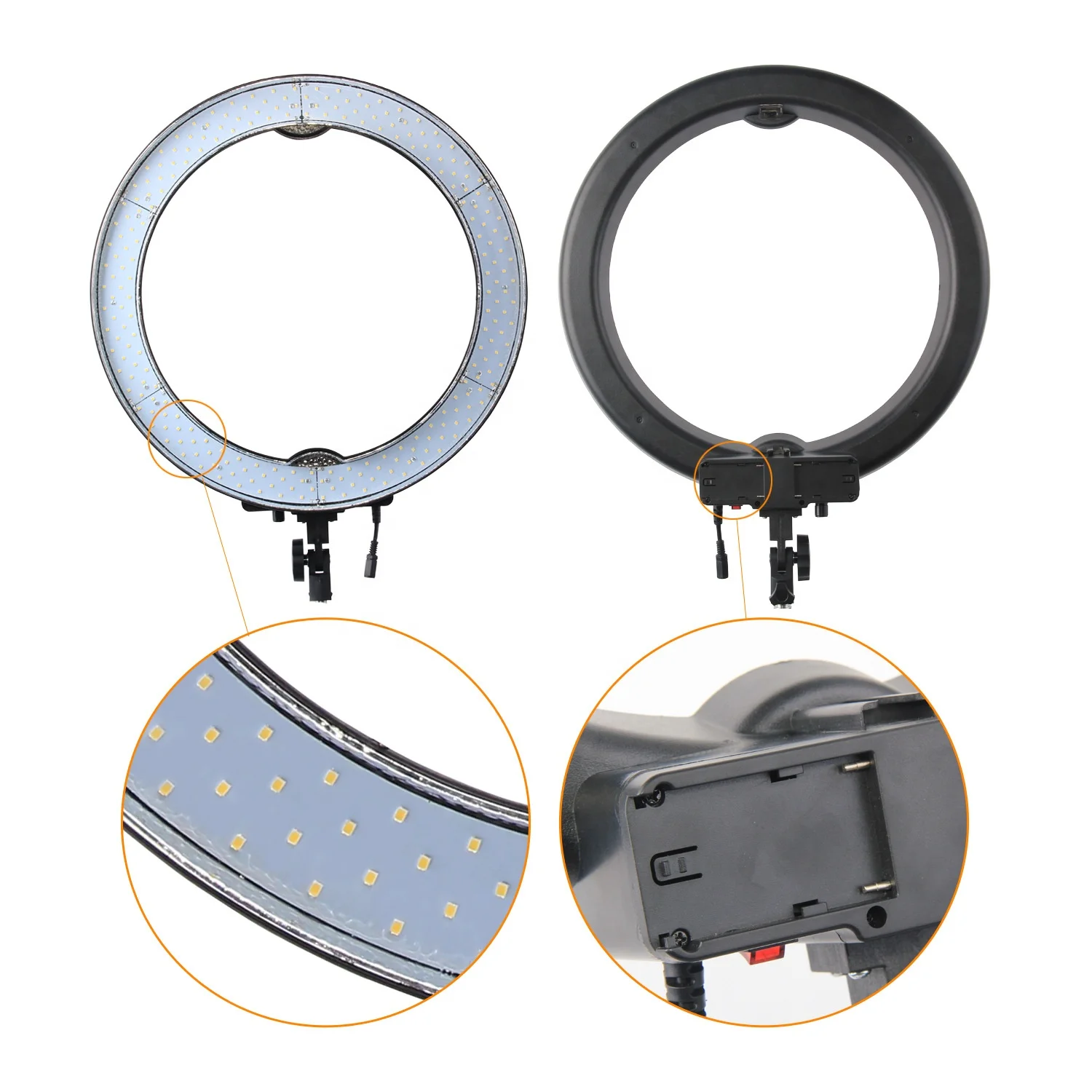 studio light stand lamp 55W rechargeable flexible tripod camera phone makeup 18 inch led light ring
