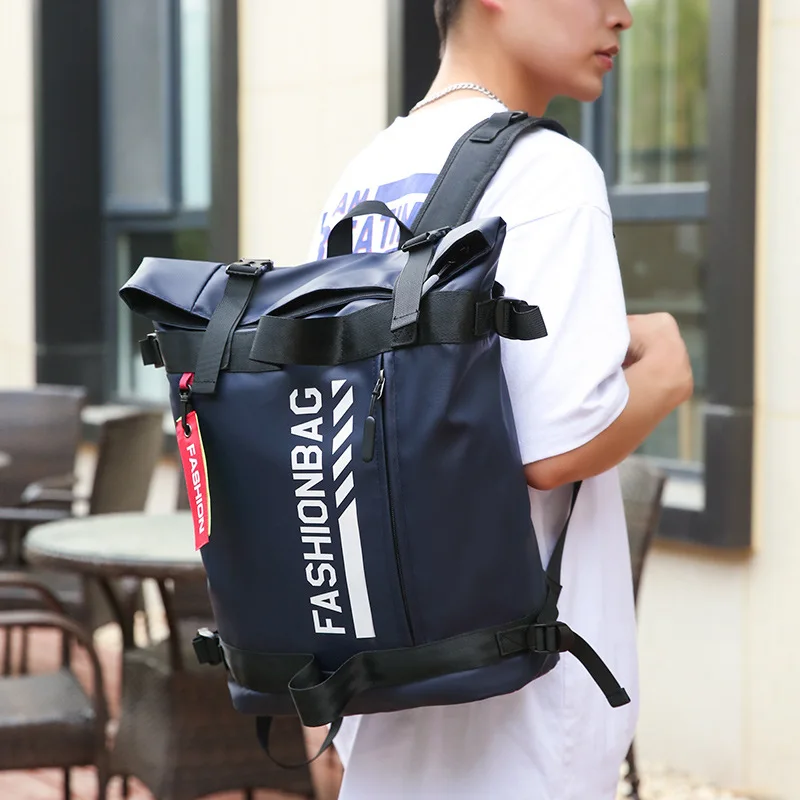 ZR192 New Student Bag with Large Capacity Printing Fashion Leather Film Waterproof Sports Outdoor Backpack for Men