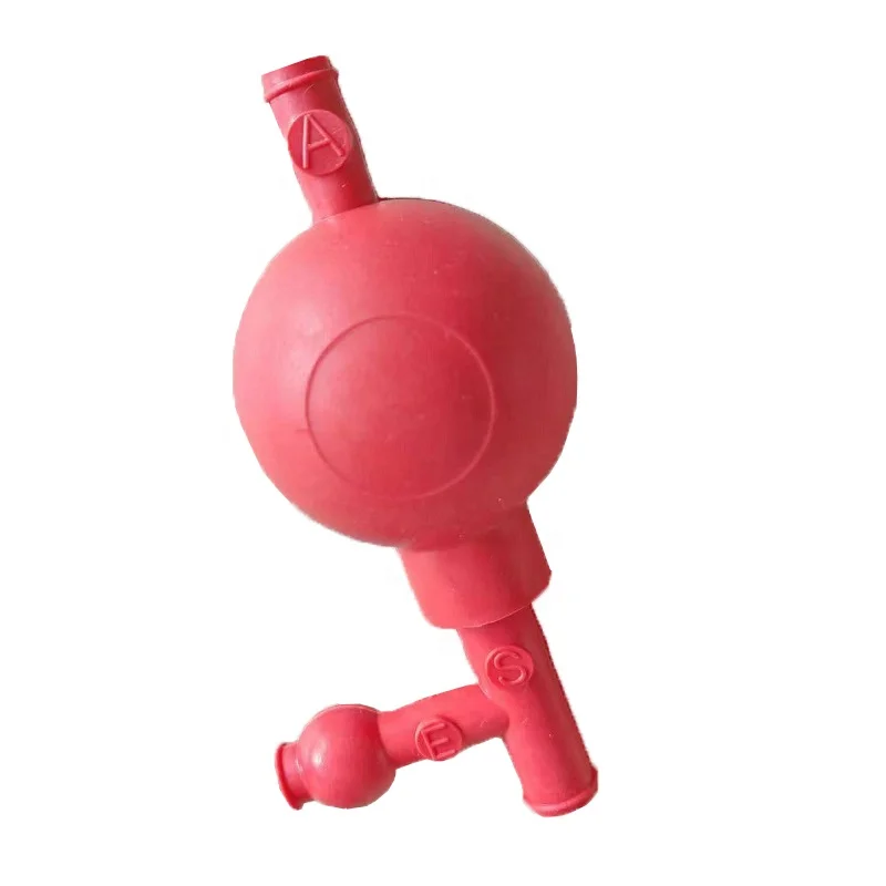 3-way Valves Red Bulb Type Single Pack 50-60ml Rubber Pipette Filler Pipette Bulb for Lab