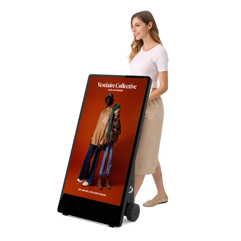 Samidisplay 43-Inch Outdoor Standing Vertical Touch Screen Battery Powered Digital Advertising Signage Indoor Outdoor Use