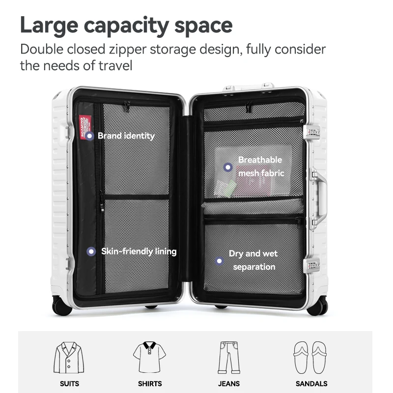 ROAMING 20 Inches Elegant Travel Luggage Handle Spinner Suitcase New Style Hot Selling with TSA Lock Aluminum Frame