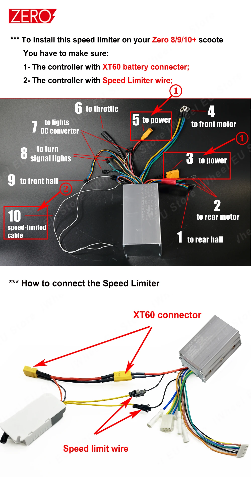 Zero 8/9/10+ VSETT 10+ Remote Control Speed Limiter Device with 25km/h Speed Limit for Zero 8/9/10/10+/11+ VSETT 8/9/10+/11+