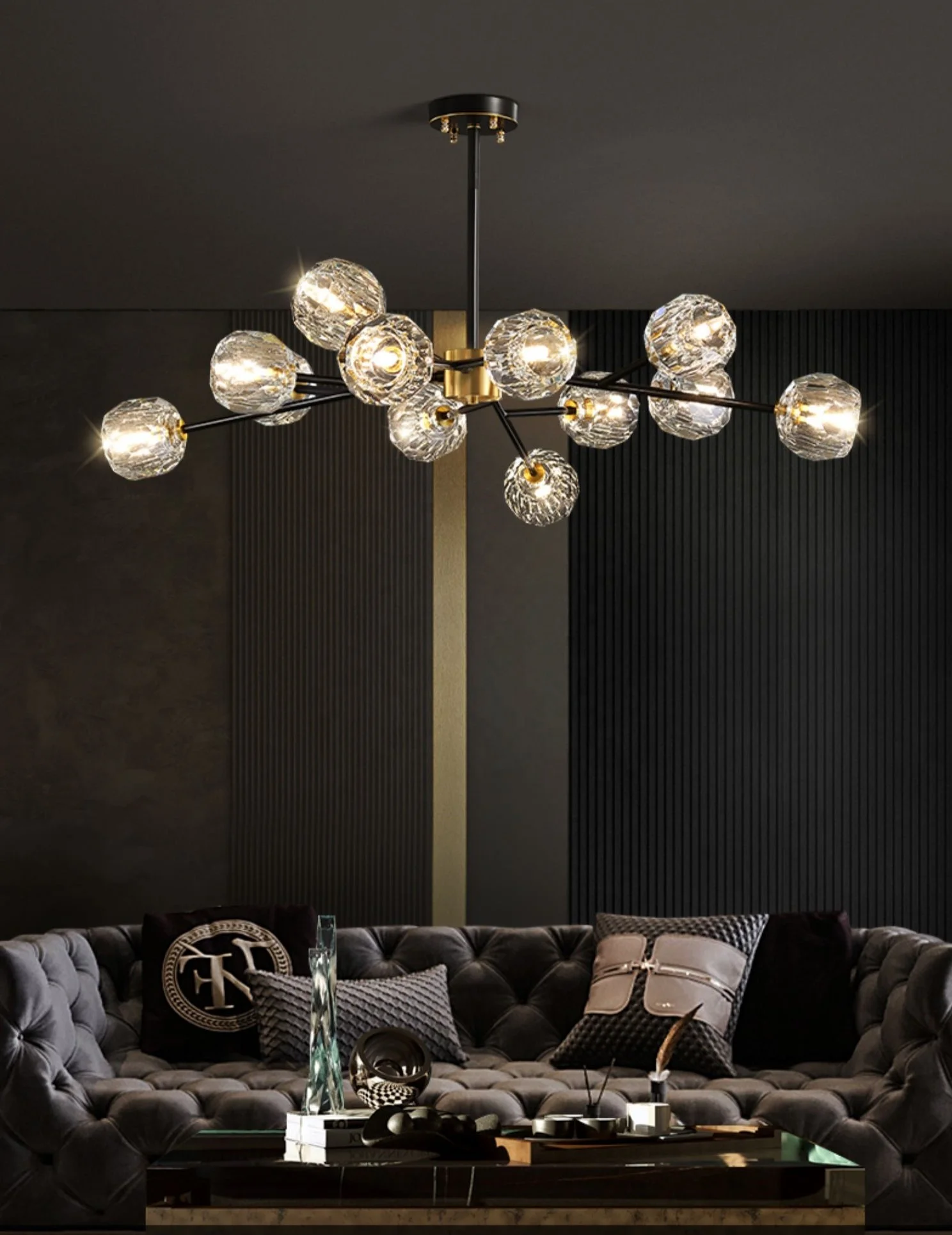 Manufactures wholesale nordic brass chandelier all copper brass pendant lamp black brass finish ceiling pendant chandeliers