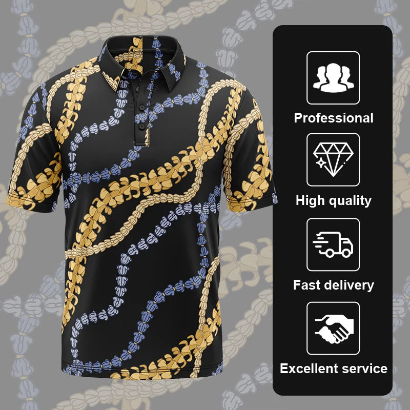 Custom logo 88% polyester 12% spandex pattern print sublimation quick dry slim fit knit golf t-shirts for men