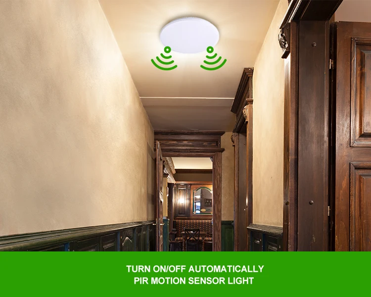 Toppo Hot Tricolor Ip65 White Led Bulkhead Emergency Function Wall Cristal Motion Sensor Ceiling Light