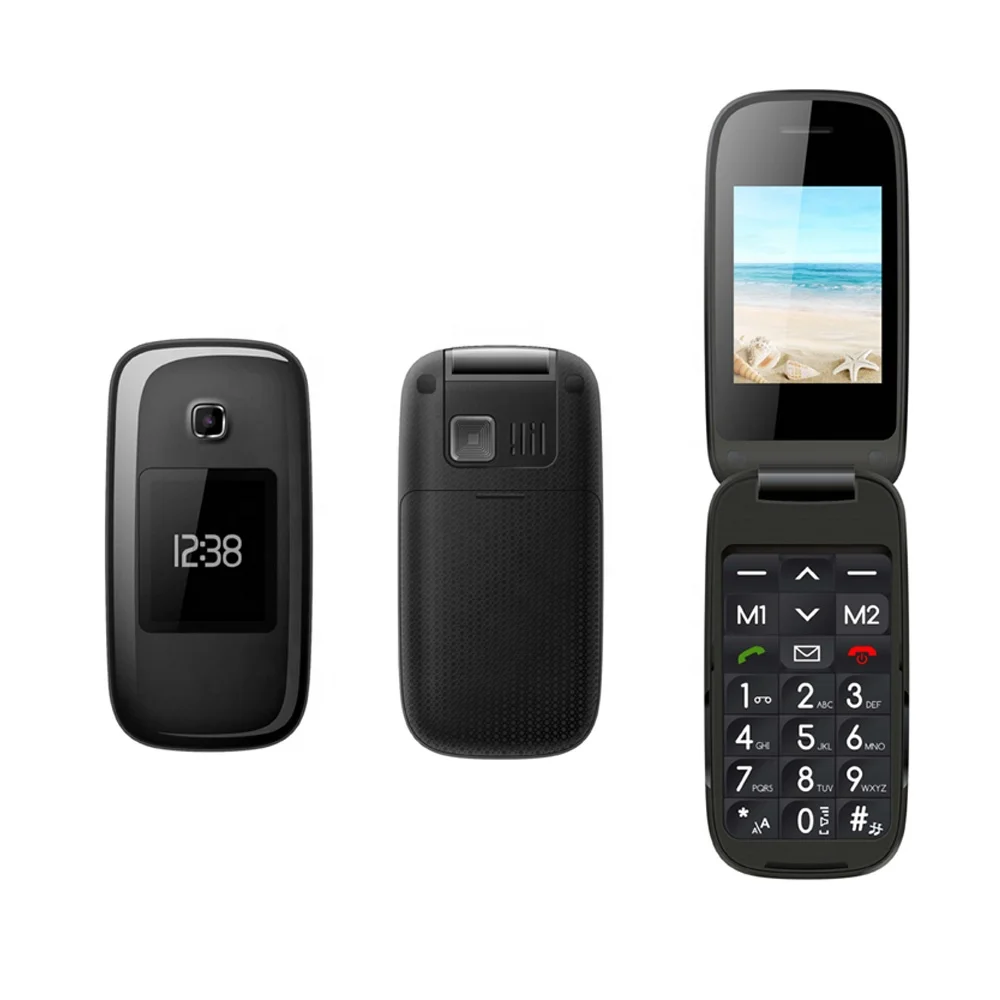 
 Заводские раскладные мобильные телефоны OEM для пожилых людей, ЖК-дисплей 2,6 дюйма, камера 2 Мп, сотовые телефоны для пожилых людей  