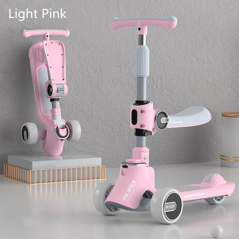 Kids Outdoor Sports Scooter with Seat One-key Removable