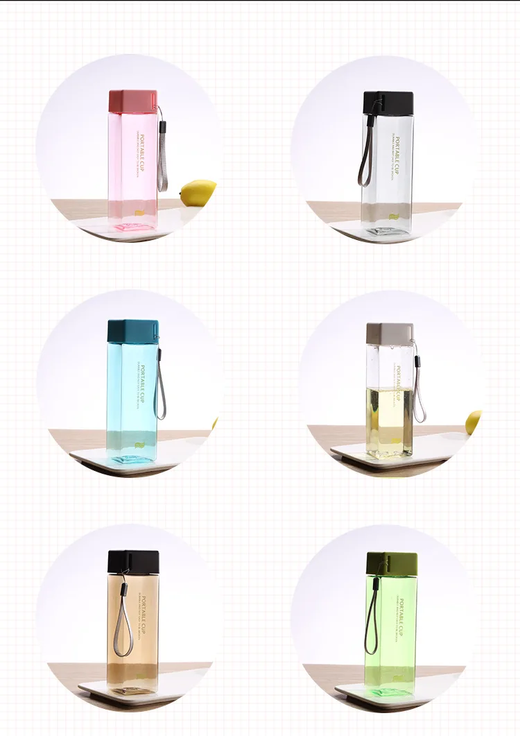 
Cute Milk Tea Bottle Water Clear Transparent Botellas De Agua Square Cute Clear Plastic Water Bottles with Custom Logo 
