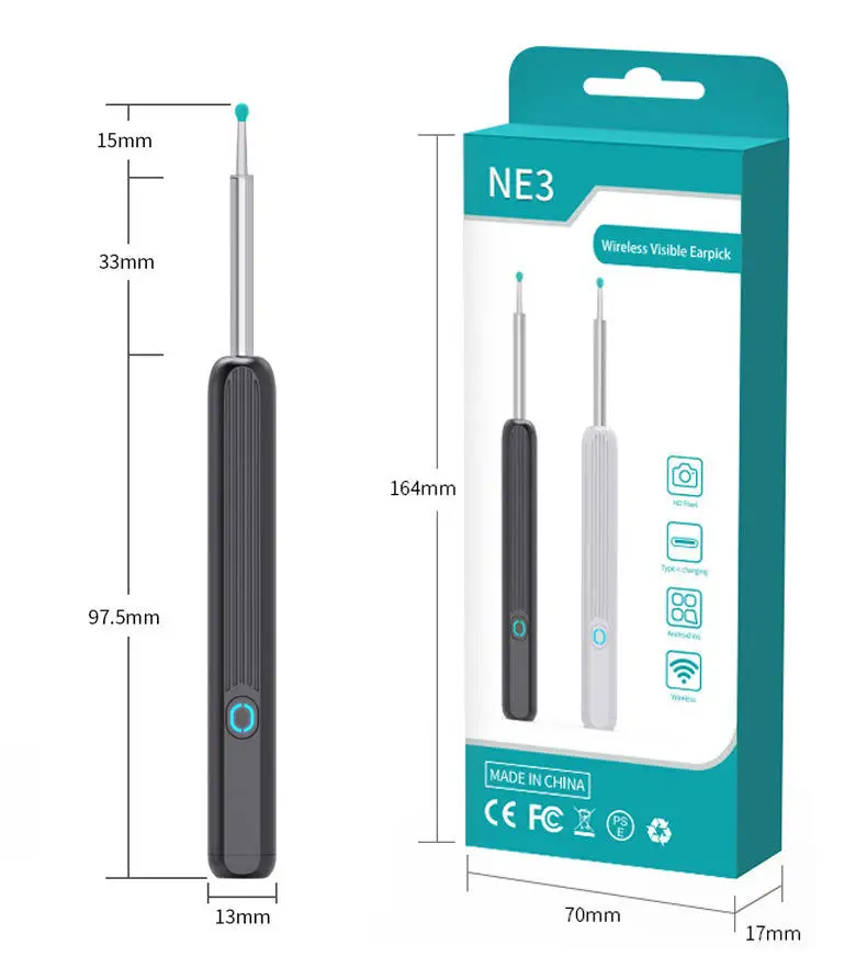 Electric Visual Led Earpick with Light Camera Wifi Ear Wax Removal Tool ABS & Plastic Ear Scope Endoscope