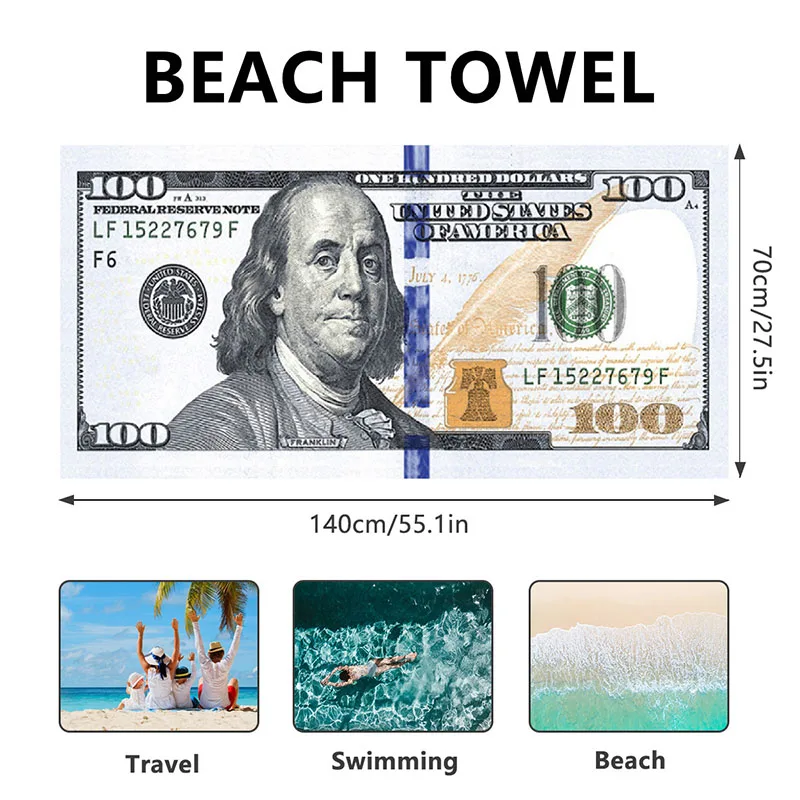 Hot Selling Dollar Beach Towel - Ultra-Fine Fiber Printed Bath Towel - Customizable Absorbent Towel