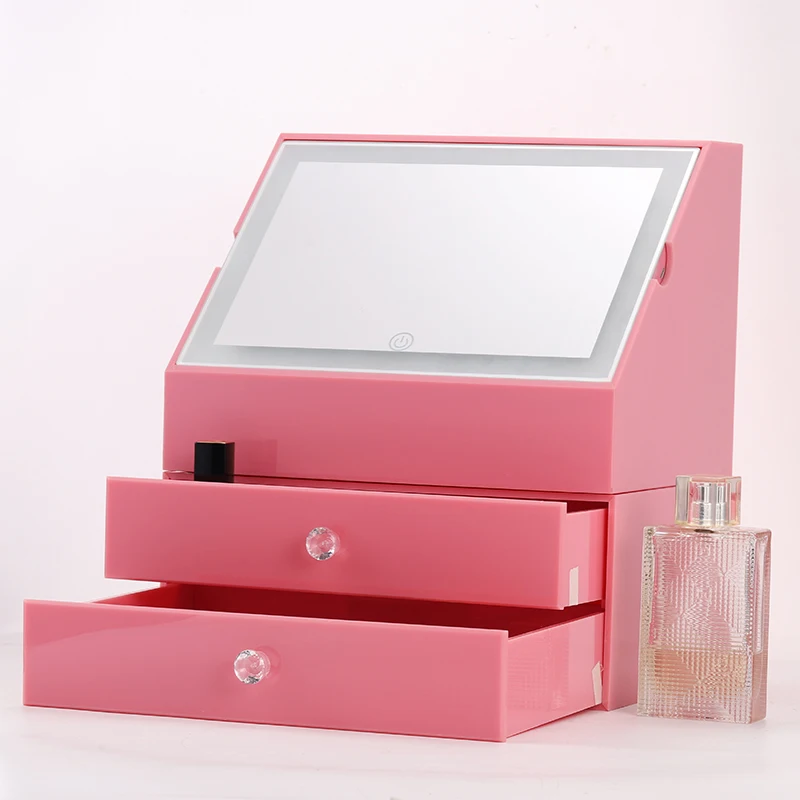 
Cosmetic acrylic organizer with mirror acrylic containers for cosmetics case 