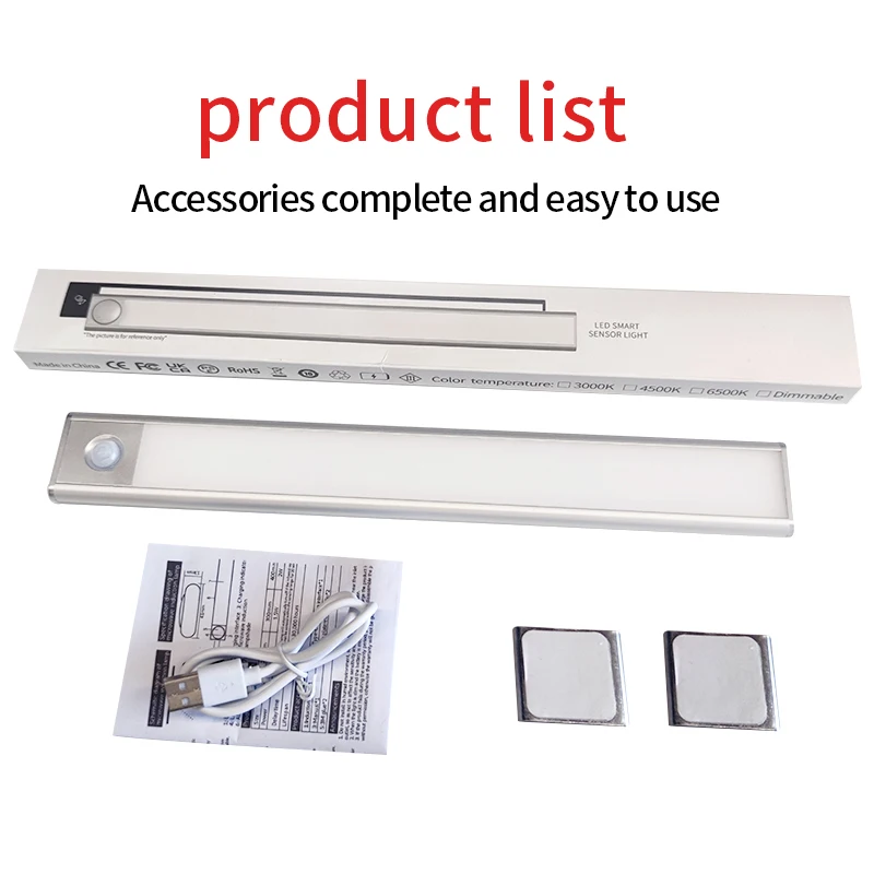 Motion Sensor LED Night Light Rechargeable Closet & Wall Lamp with 3 Colors under Counter & Cabinet Lighting for Room