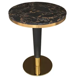 Популярный дизайн, латунная блестящая золотая основа из нержавеющей стали, черная мраморная столешница, мебель для ресторана, бистро, квадратный обеденный стол