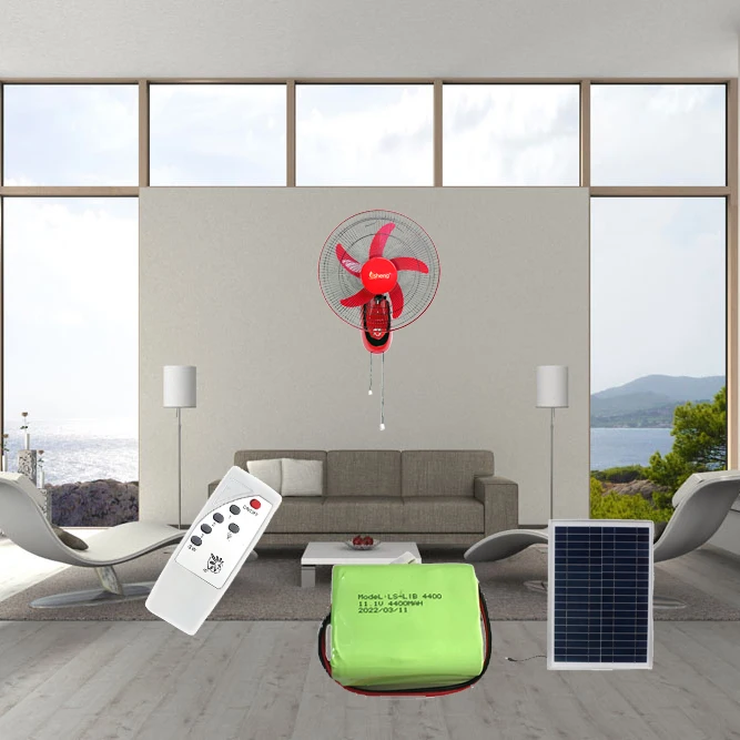 16/18 inch 12V  dc  fan 100% full copper brush motor solar rechargeable  wall mounted fan with remote control and solar panel