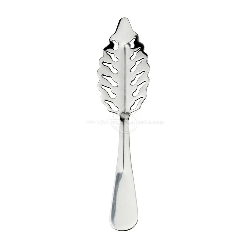 Leaves Shape Stainless Steel Sugar Absinth Spoon bar wormwood leaf spoon