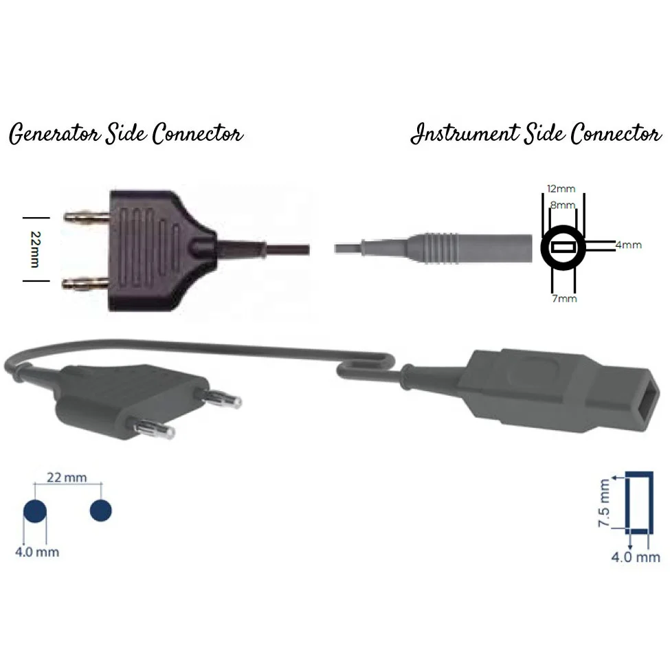 New Arrival 2023 Premium Quality Electrosurgery Diathermy Bipolar Cable Flat Plug Safety Simons Sutter T Series ACC