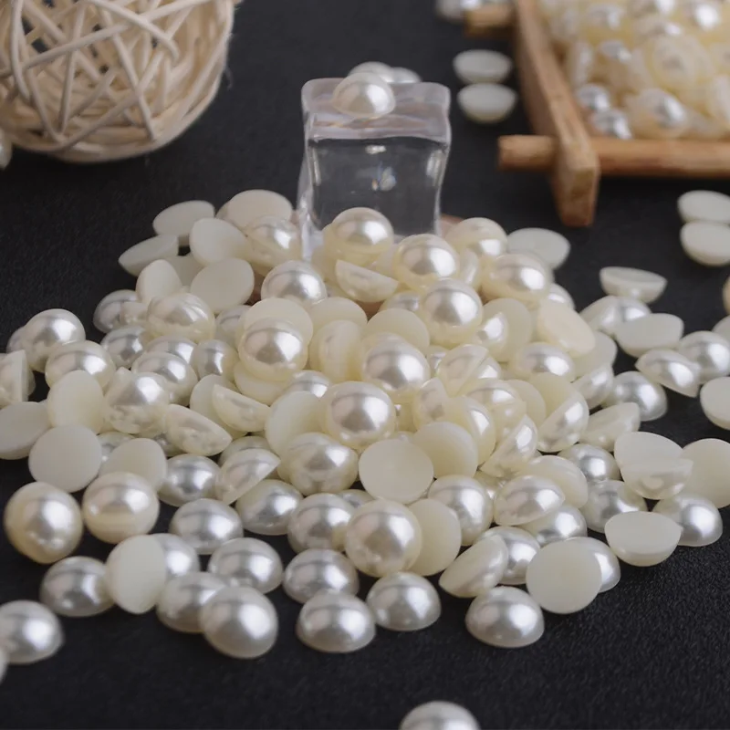 Lan Guang Wholesale 1.5-25mm ABS Plastic Flatback Pearls in Bulk Plastic Half Round Loose Pearl For Decoration Nail Art