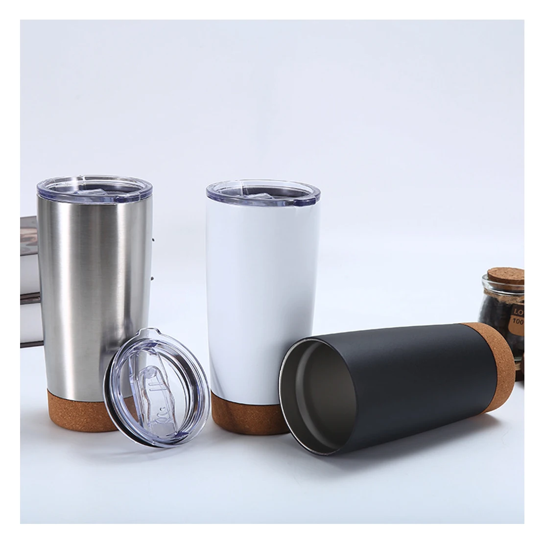 Custom 500 ml Travel Water Bottle with Cork Bottom Stainless Steel Vacuum Coffee Mug Cork Base Tea Beer Drink Bottle Tumbler