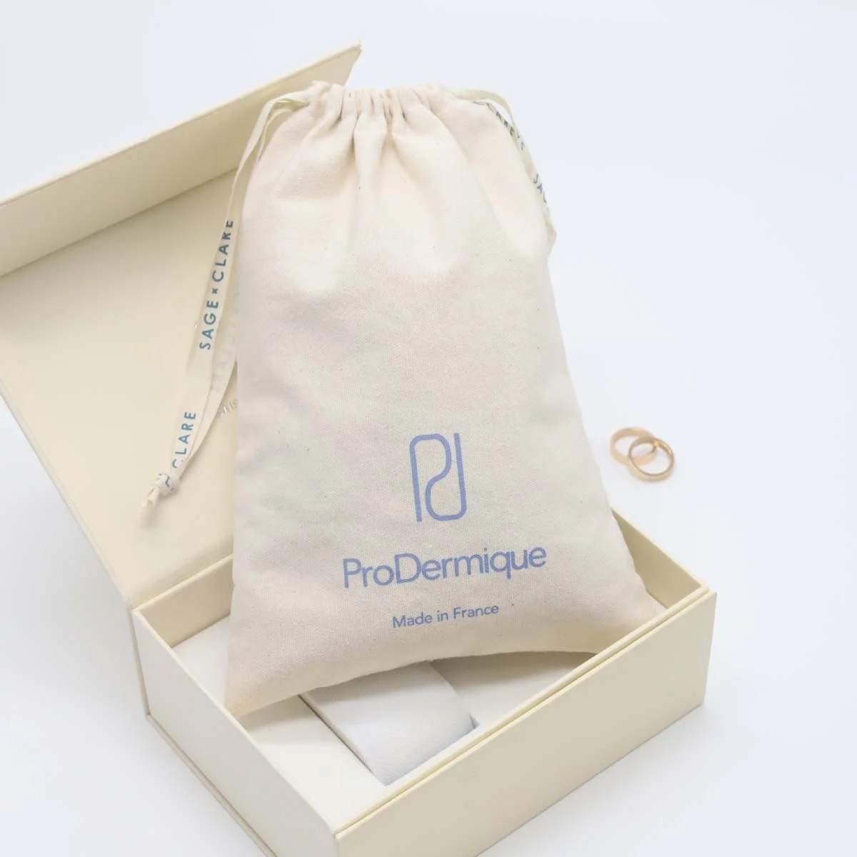 Custom Logo Printed Drawstring Small Canvas Gift Bag Natural Beauty Cosmetic Makeup Pouch