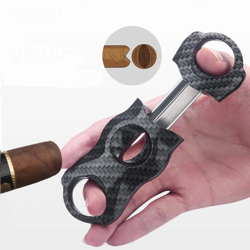Hot Sale Stainless Steel Black Cigar Cutter V Shaped Custom Logo Portable Cigar Scissor