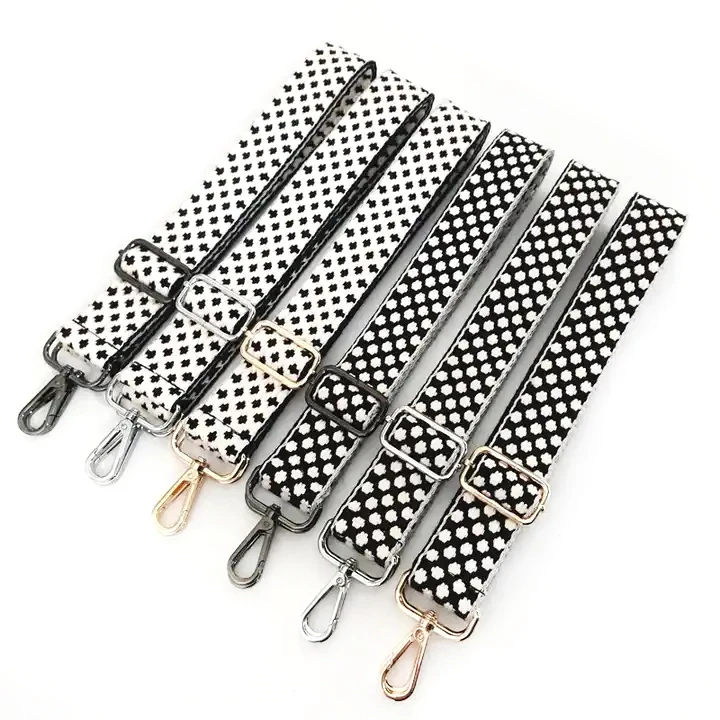 Meetee B-J333 Simple Black And White Polka Dot Knit Shoulder Strap Handbag Accessories Decorative Cotton Bag Strap