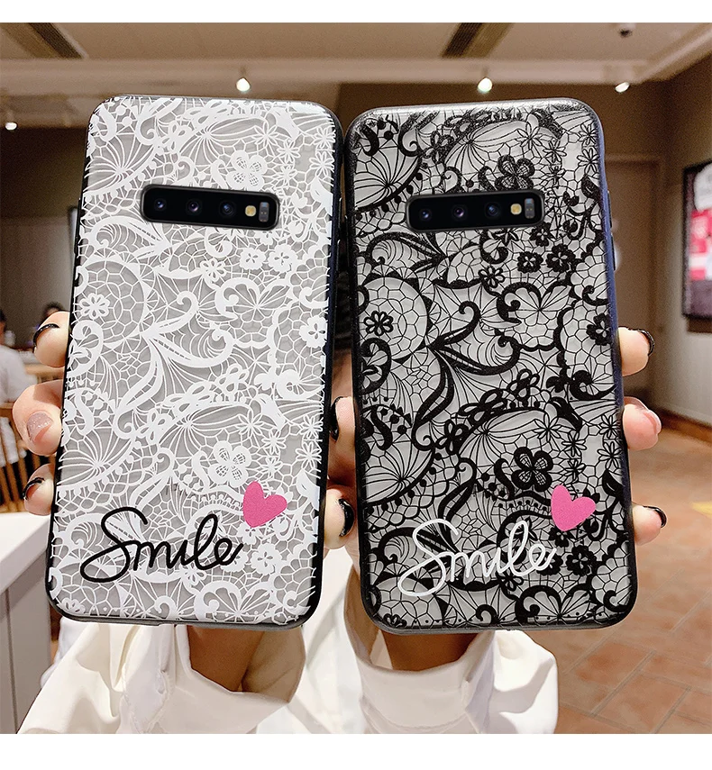 Fashion Sexy Lace Pattern Printed Plastic Back Phone Case For Samsung Note10 9 8/S8 S9 S10 Plus Case