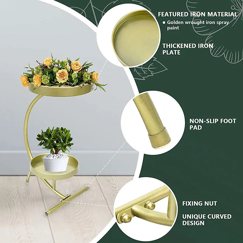 Good Price New product 2 Layer Folding Metal Living Room Bedroom Flower Plant Pot Shelf Rack Display Stand