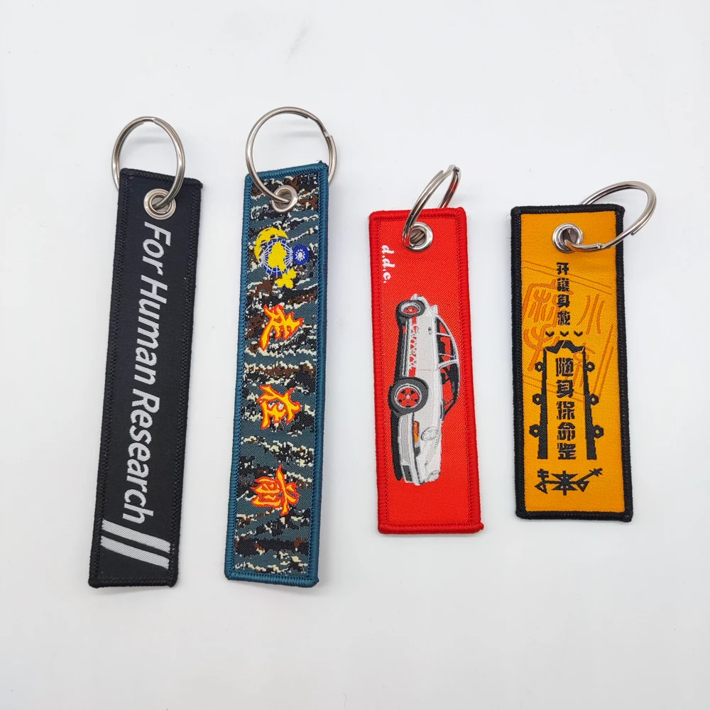 Custom Fabric Key Flight Car Tuning Racing Sports Embroidered Hook Strap Street Custom Jet Tag embroidery Keychain