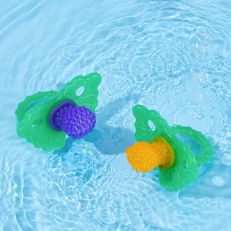 Customized Baby Toys 0-12 Months Pacifier Silicone Teething Toys Full Silicone Fruit Shape Dummy Nipple Baby Teething Toys